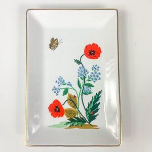 Rifle Paper Co. Poppy Botanical Catchall Dish With Ladybugs White Ceramic